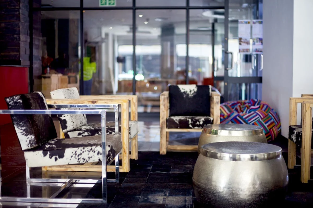 The welcoming lounge at Once in Joburg, Braamfontein